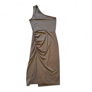 Elegant One-Shoulder Brown Dress